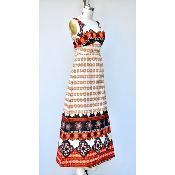 50s 60s MALIHINI Hawaii Maxi Dress - Hawaiian Psychedelic Floral Dress - Tiki XS - Picture 5 of 10